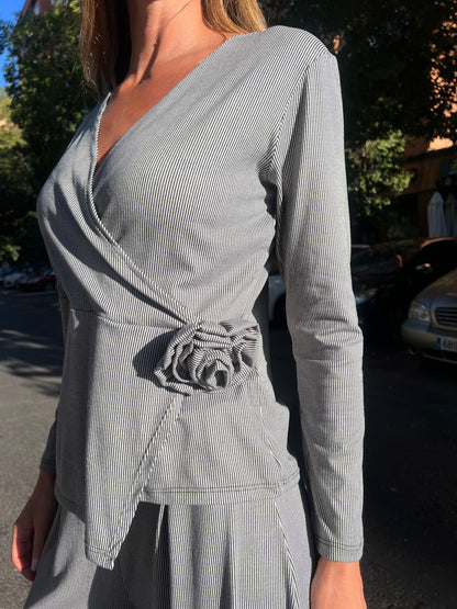 Conjunto pantalón palazzo y camiseta flor-1