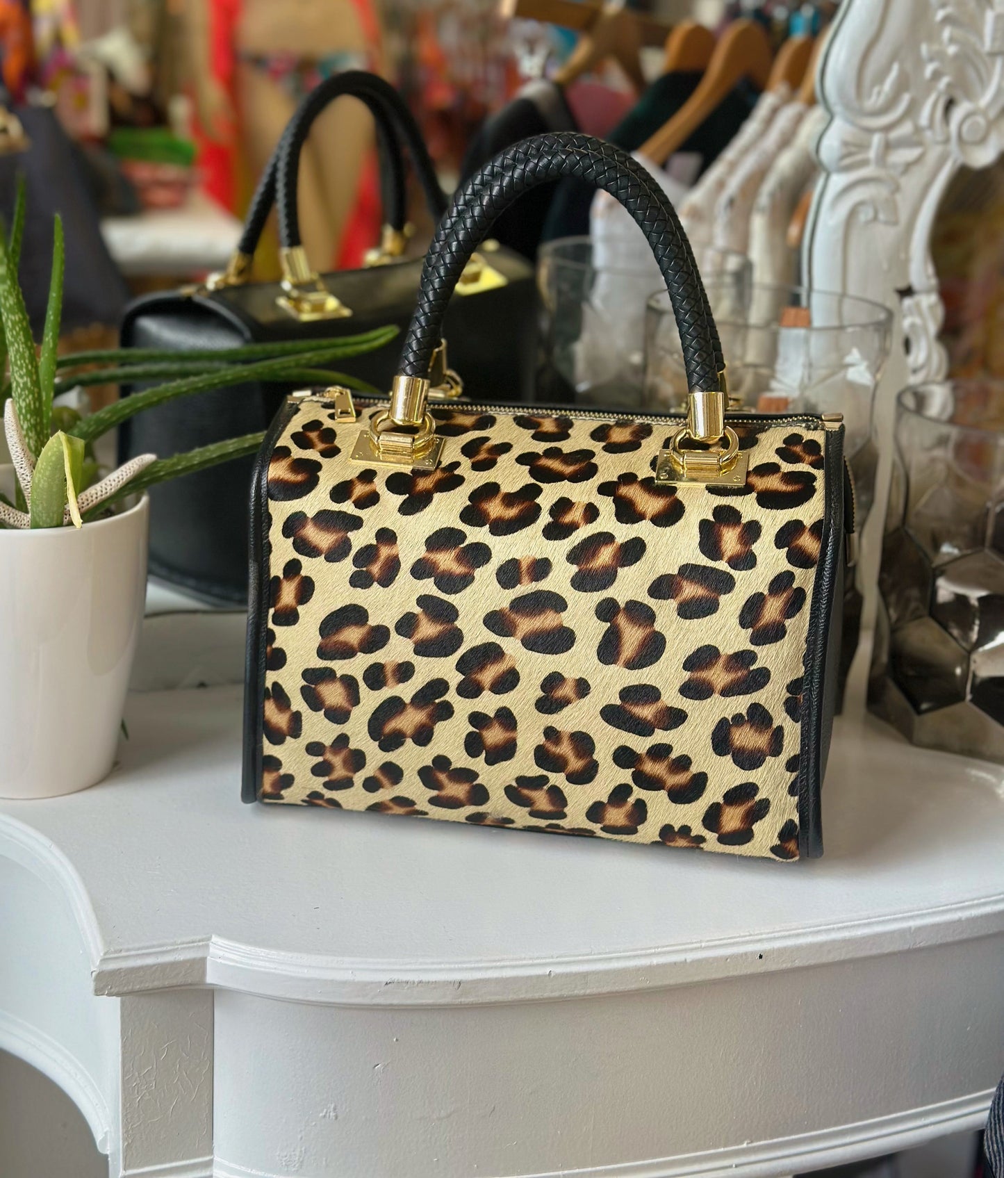 Animal Print Italian Leather Handbag-0