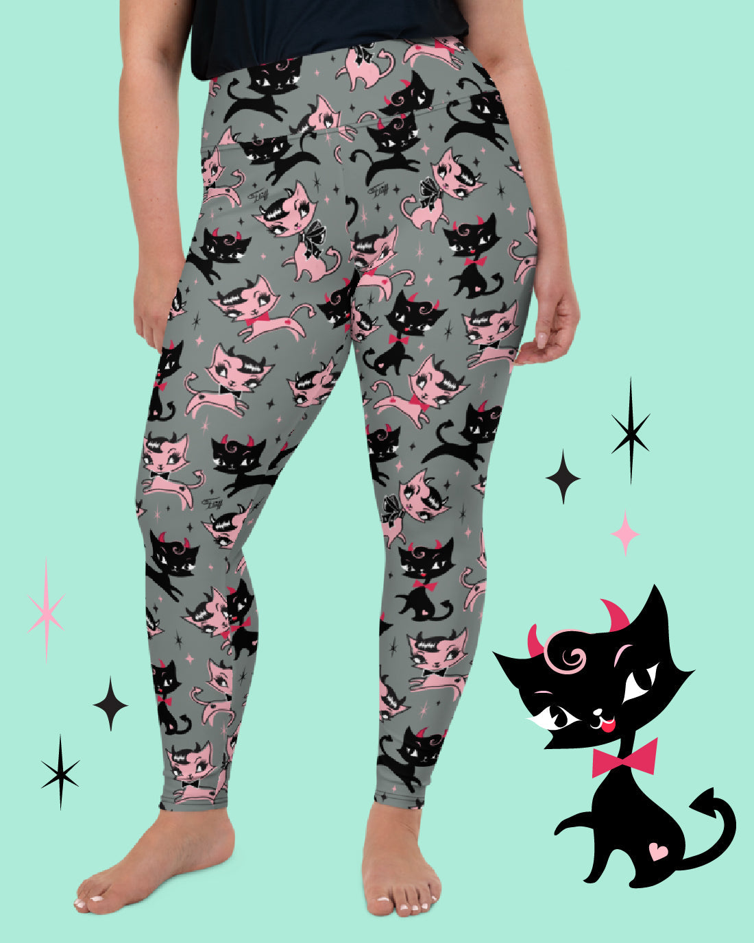 "Bad Kitty" Leggings by Miss Fluff x Lipstick & Chrome TC2-3