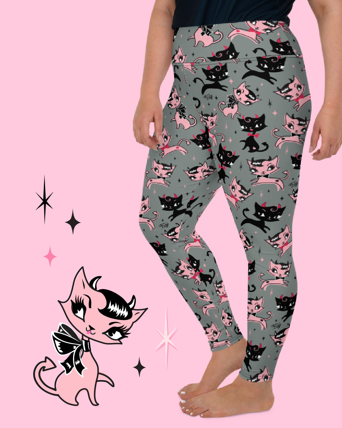 "Bad Kitty" Leggings by Miss Fluff x Lipstick & Chrome TC2-4