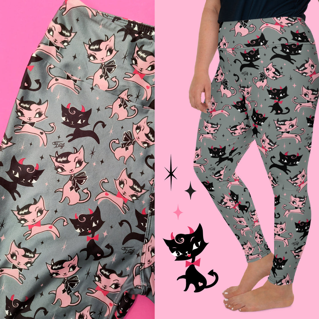 "Bad Kitty" Leggings by Miss Fluff x Lipstick & Chrome TC2-2