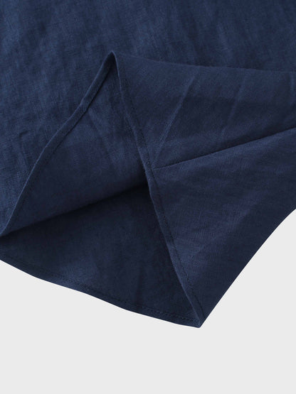 Linen Slip Skirt-Navy-4