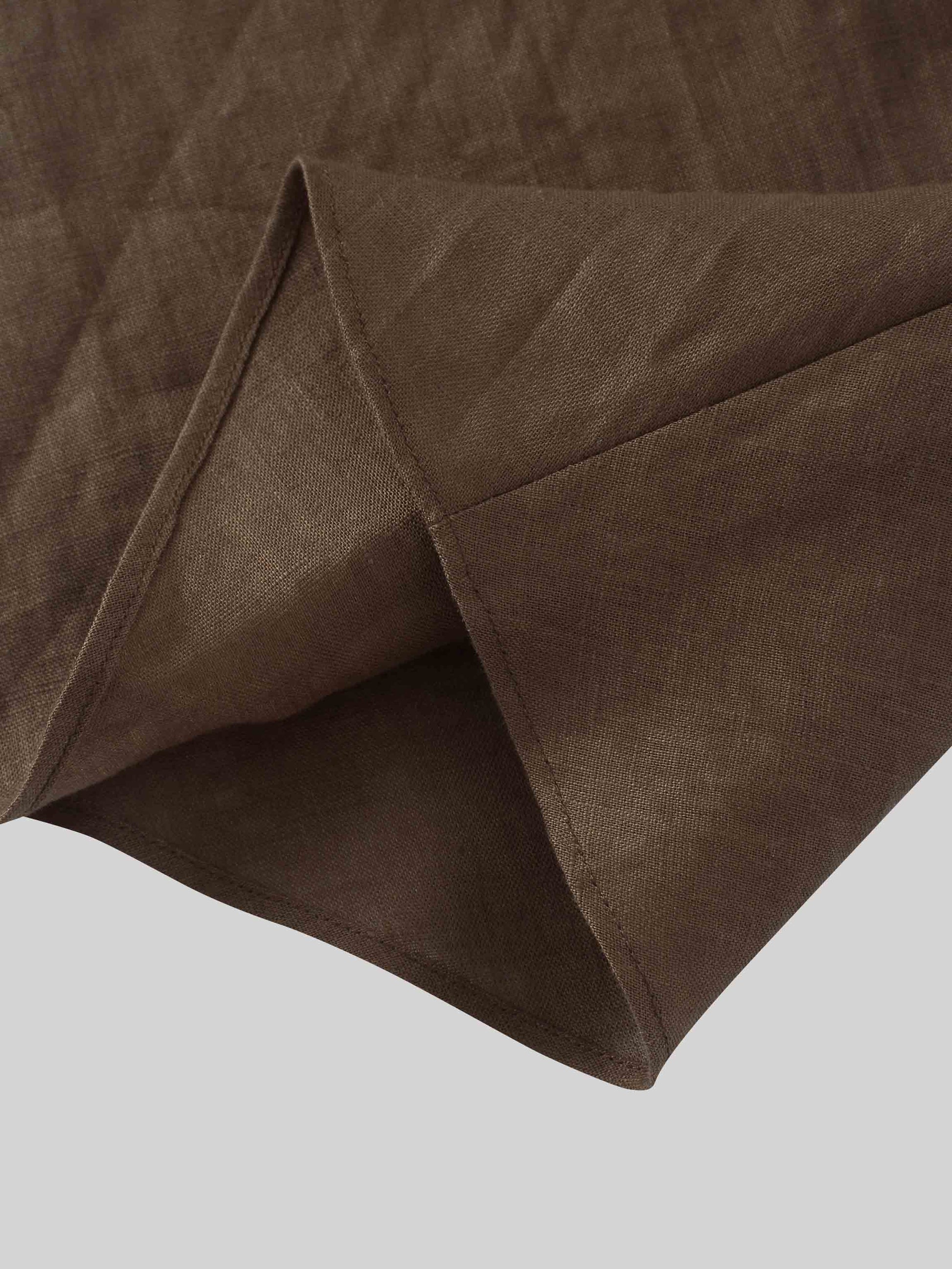 Linen Slip Skirt-Brown-4