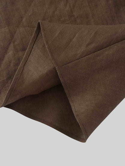 Linen Slip Skirt-Brown-4