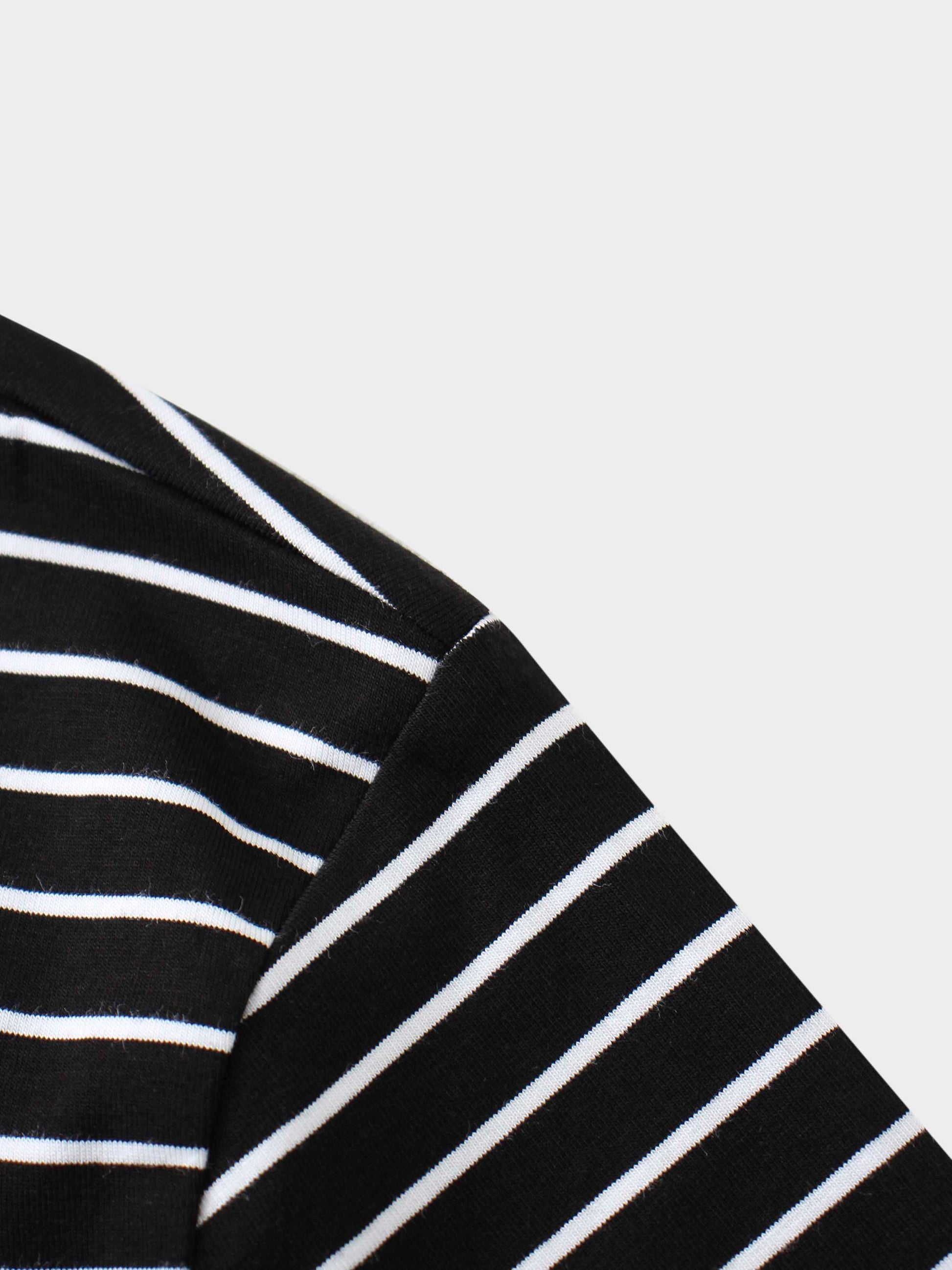 Flat Striped High V Long Sleeve-Black/White-3