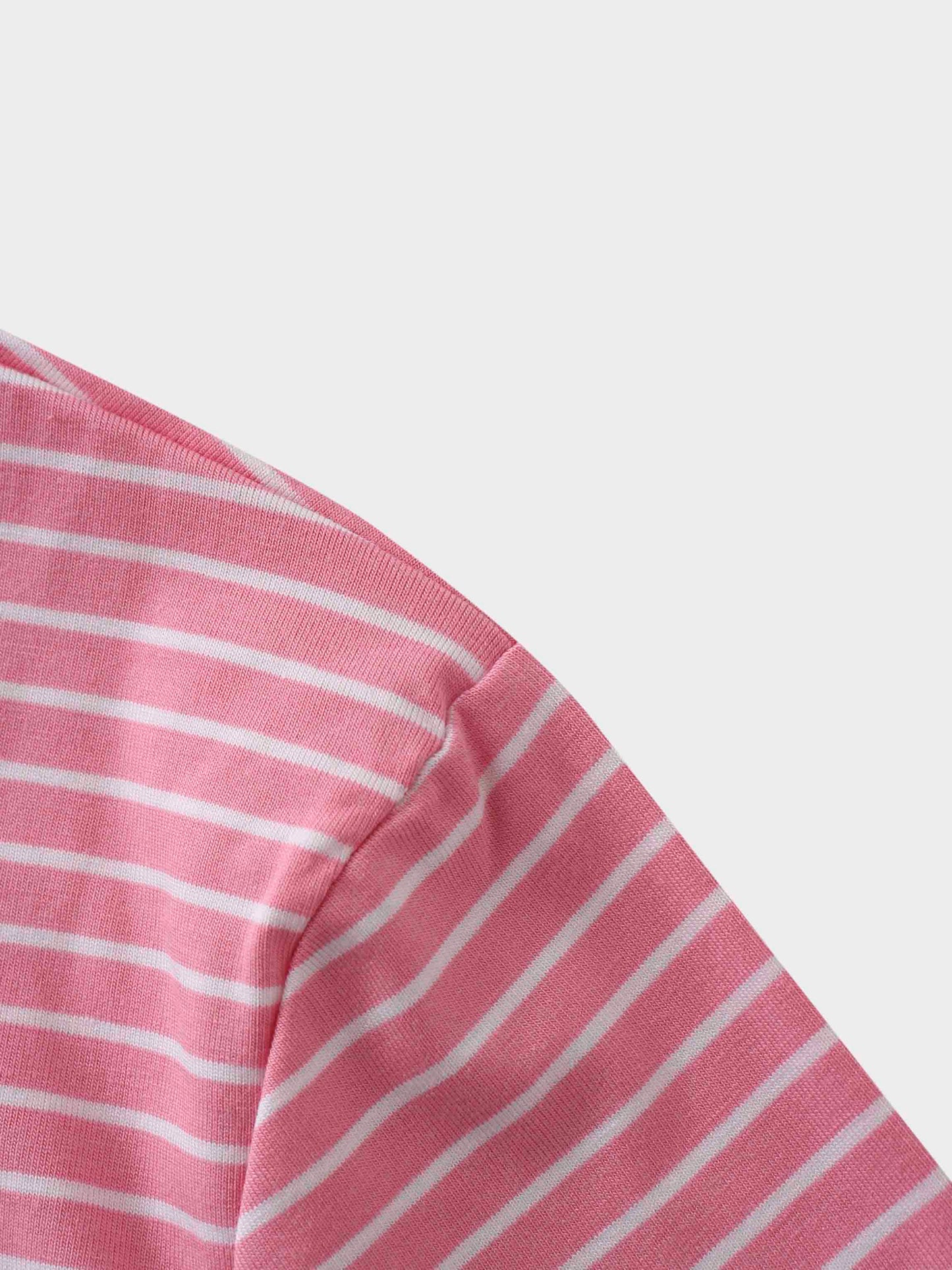 Flat Striped High V Long Sleeve-Pink/White-4