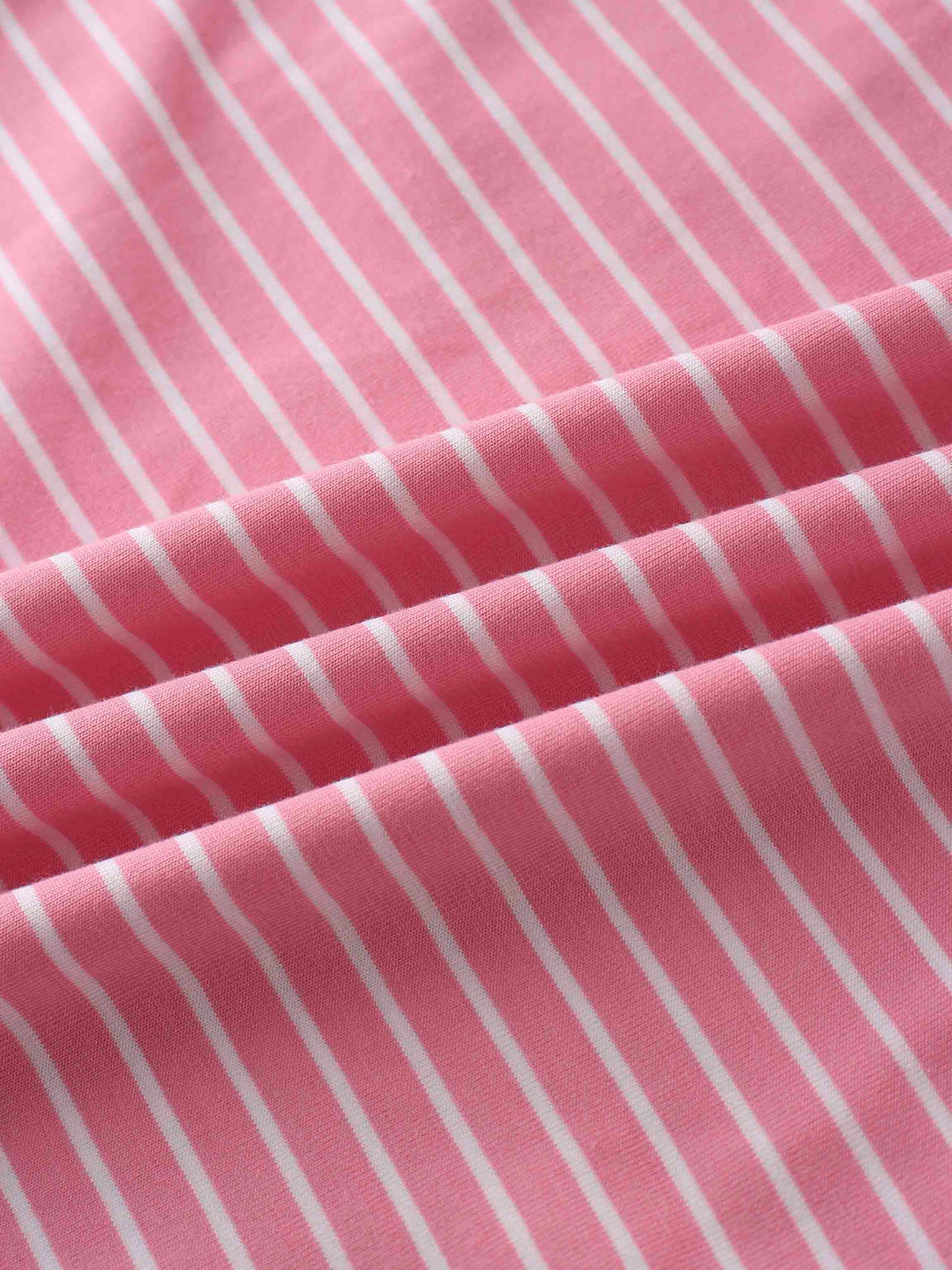 Flat Striped High V Long Sleeve-Pink/White-3