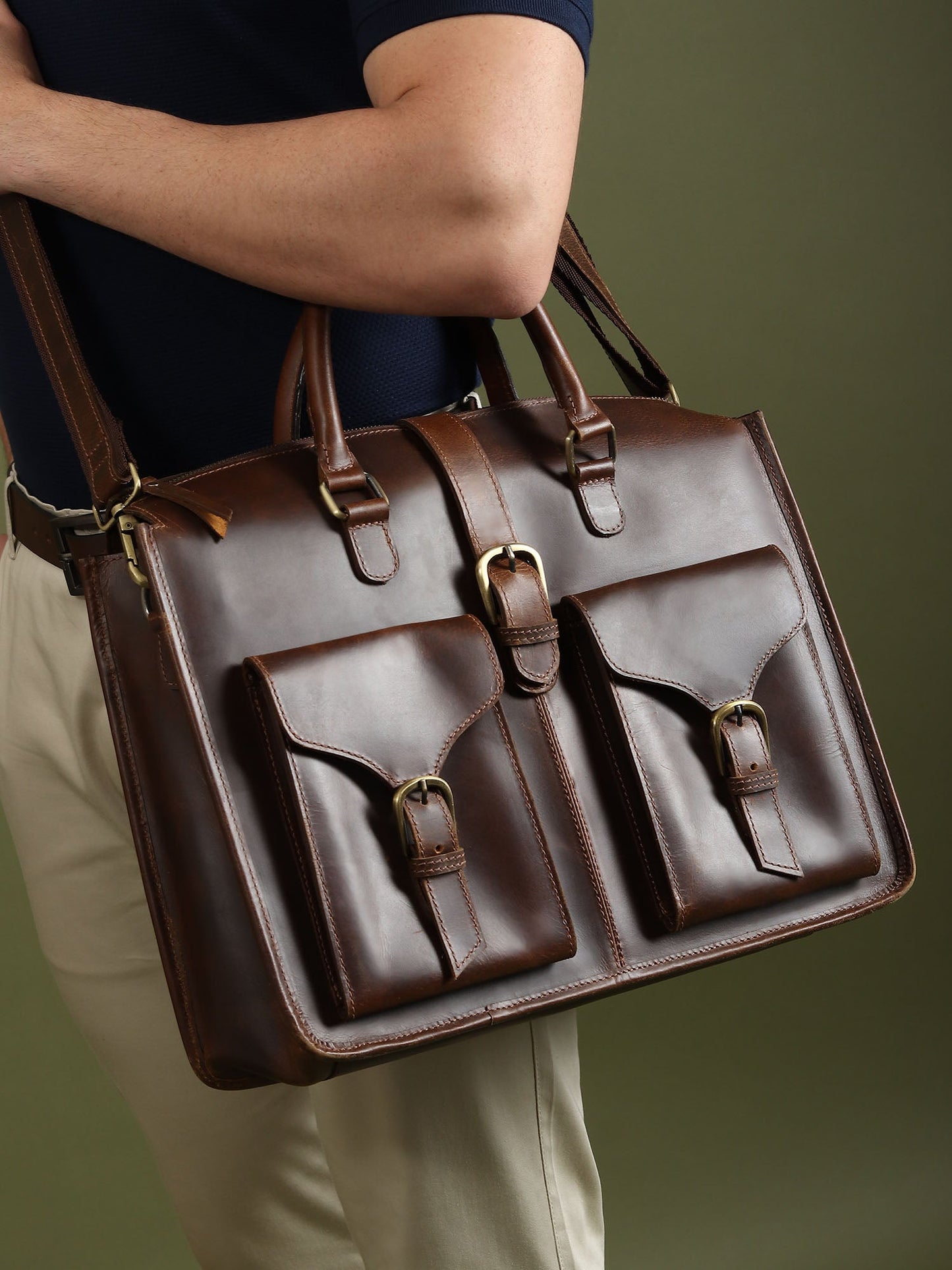 Garrison Leather Laptop Messenger Bag-2