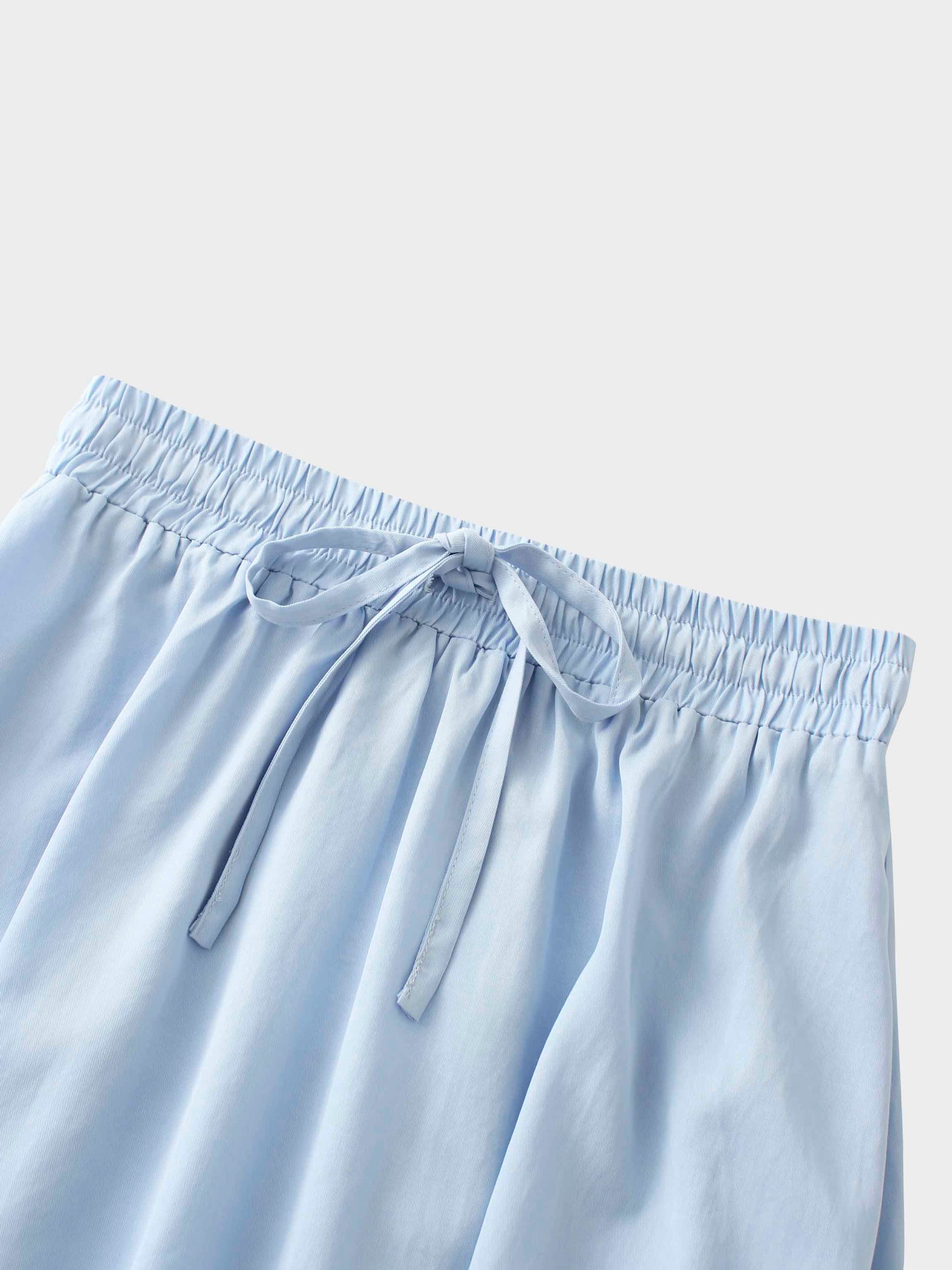 Drawstring Circle Skirt-Light Blue-4