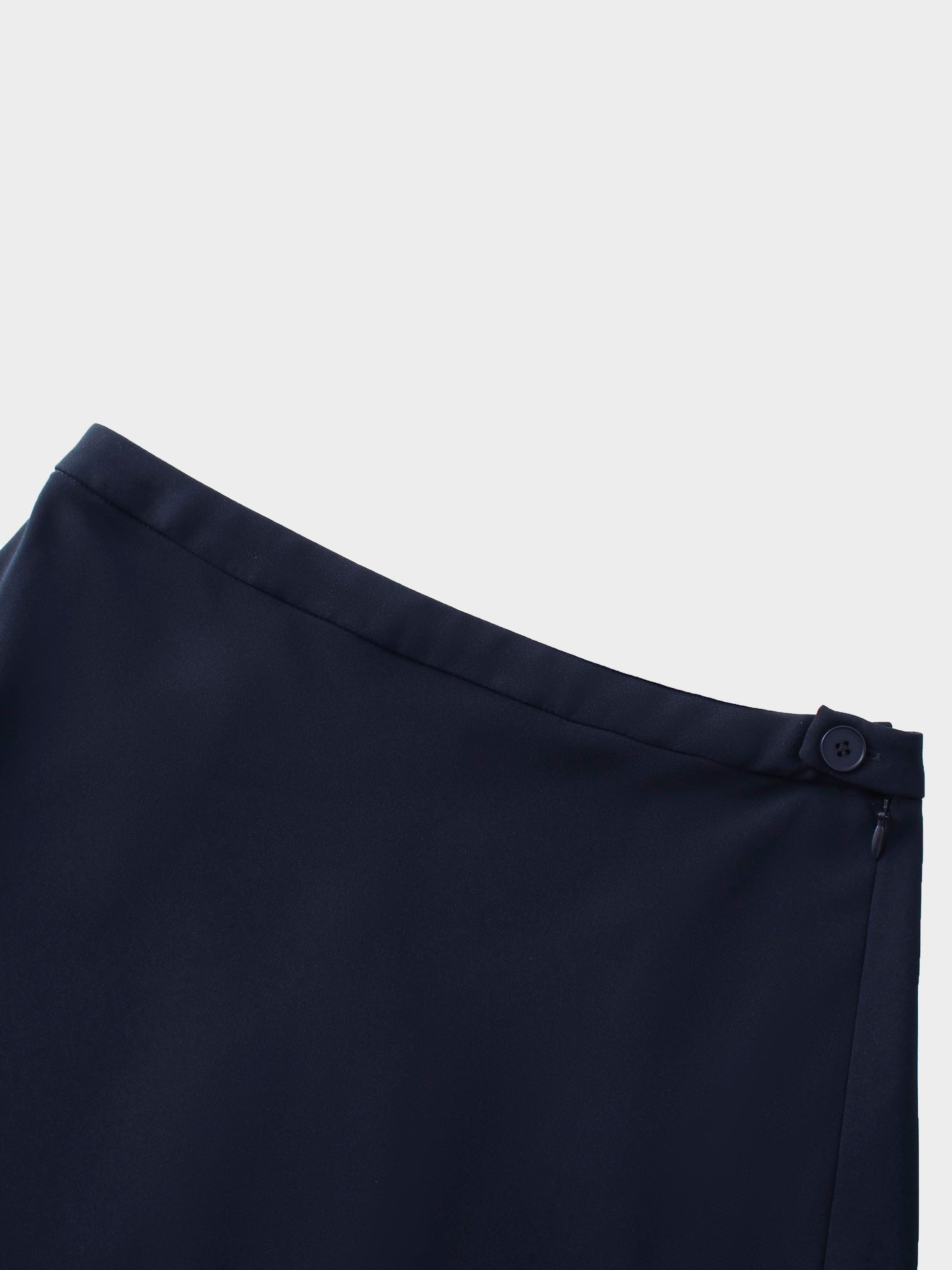 Crepe Flare Skirt-Navy-2
