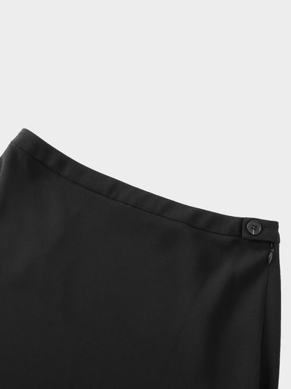Crepe Flare Skirt-Black-2