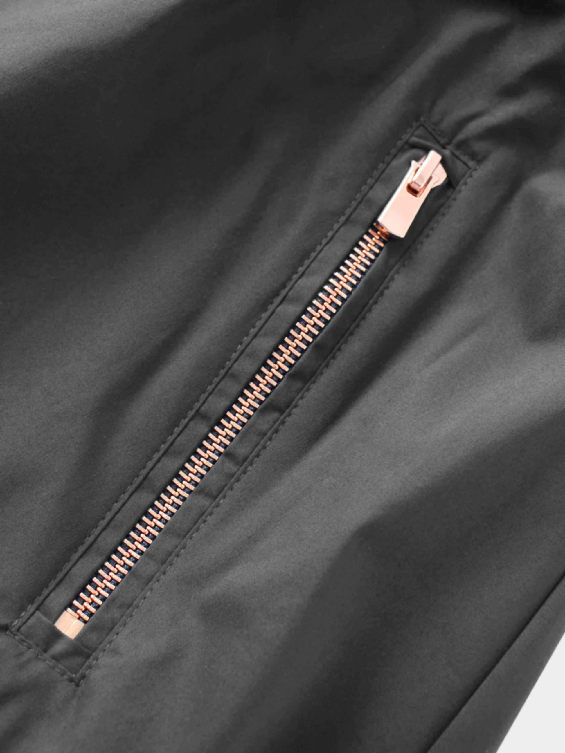 Front Zipper Cotton Circle Skirt-Black-3