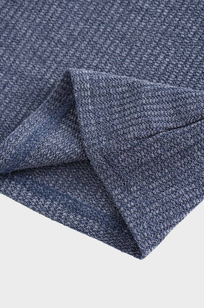 Textured Stretch Turtleneck-Blue-4