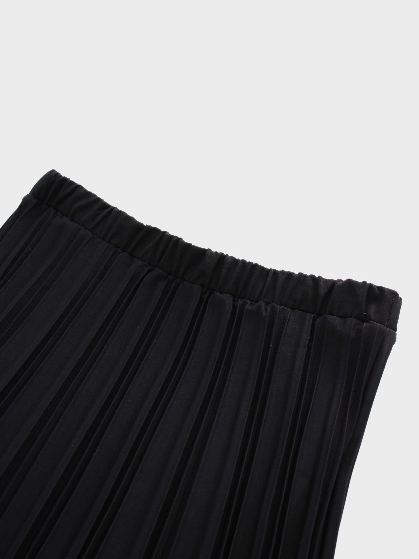 Denim Pleated Skirt-Black-2