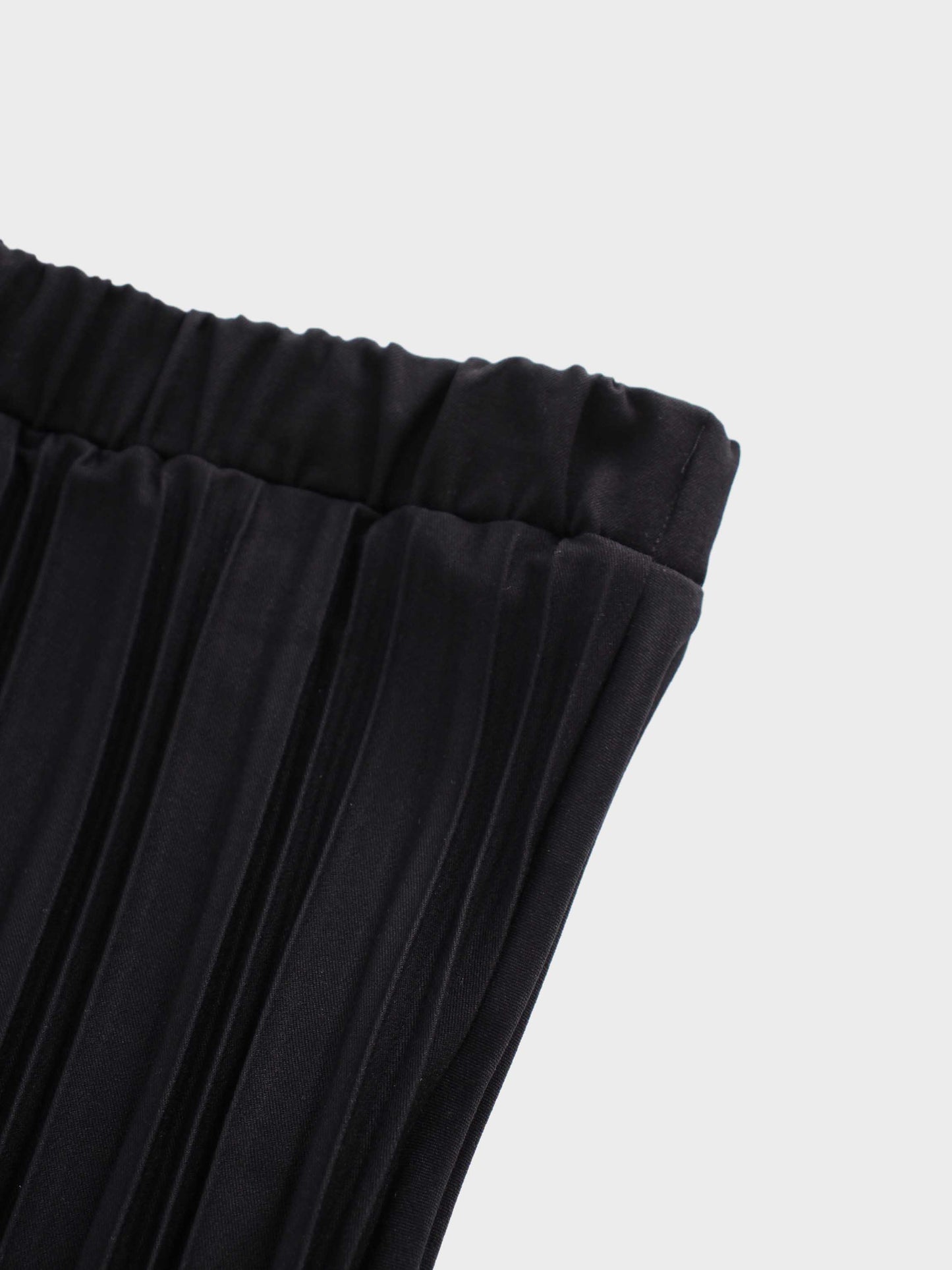 Denim Pleated Skirt-Black-3