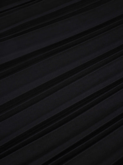 Denim Pleated Skirt-Black-4