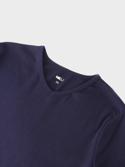 BASIC HIGH V TEE 3Q-NAVY-2