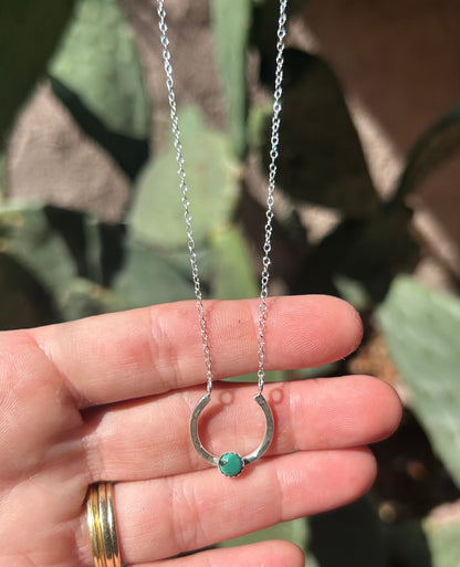 Lucky Horseshoe Charm Necklace - Turquoise-2