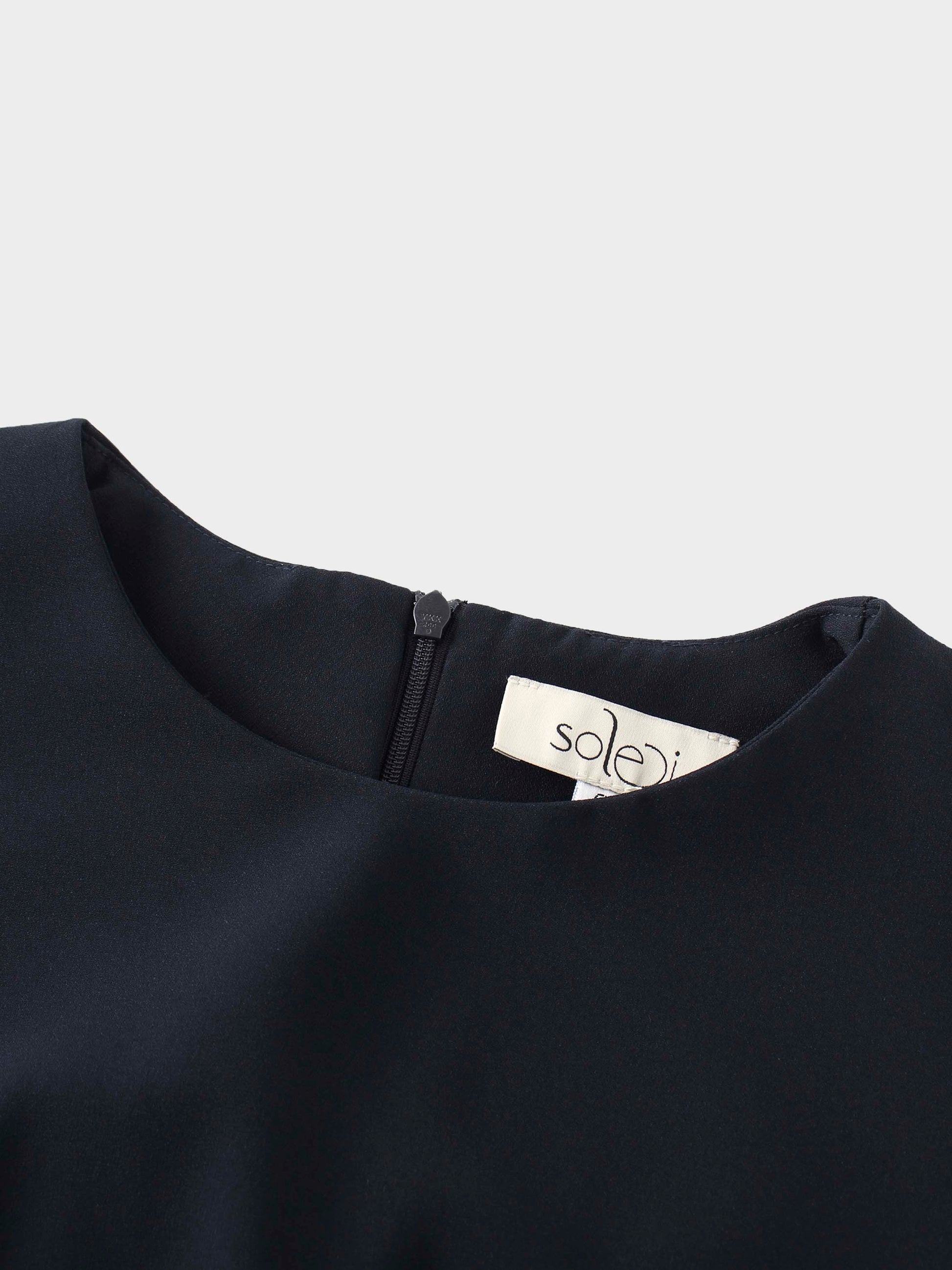 Crepe Slip Dress-Navy-2