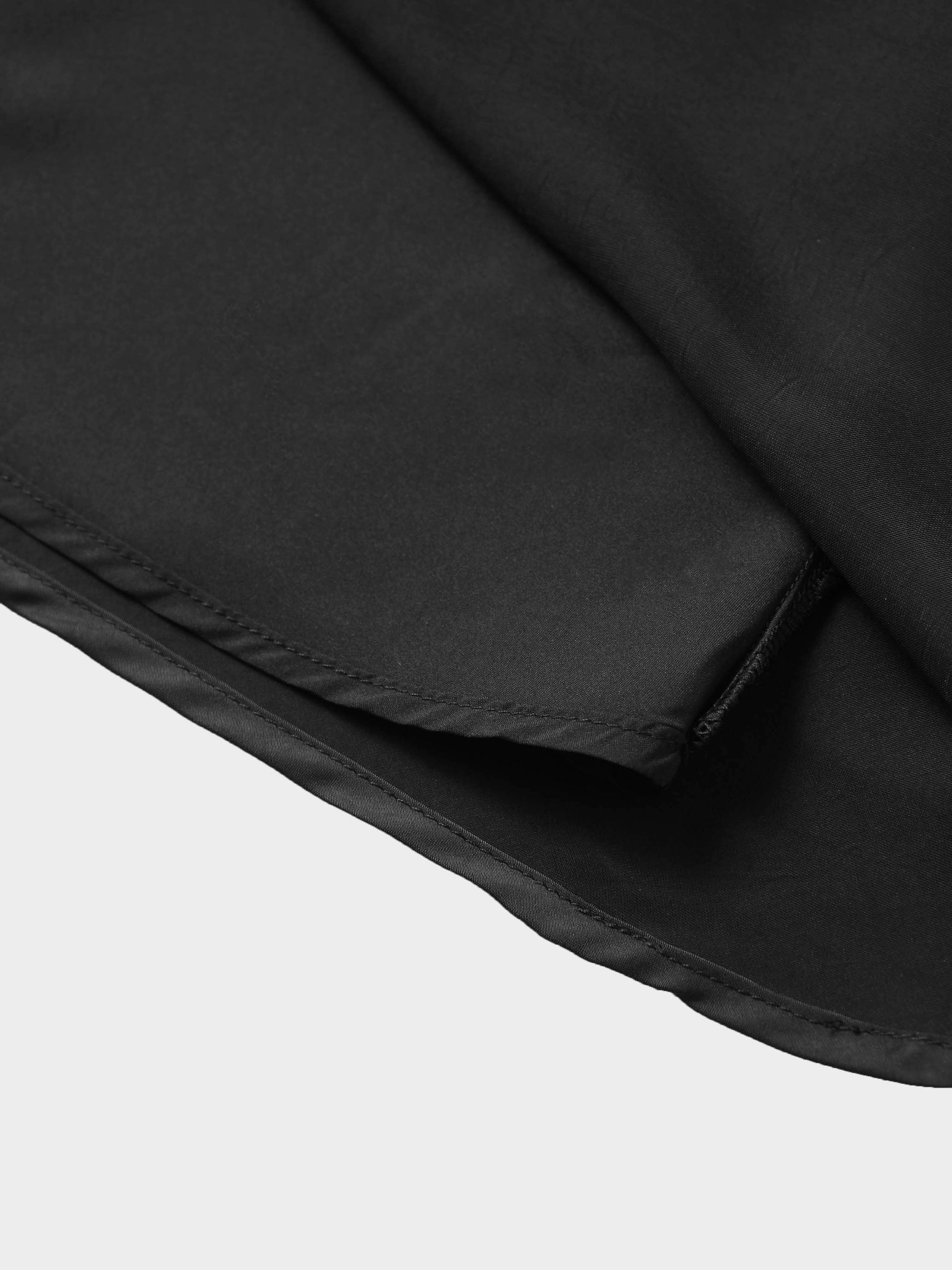 Faux Satin A-Line Skirt-Black-4