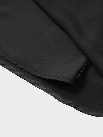 Faux Satin A-Line Skirt-Black-4