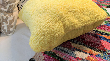 DaDa Bedding Hand-Made Tuscan Sun Yellow Sherpa Backside Quilted Throw Pillow - 18" x 18"-1