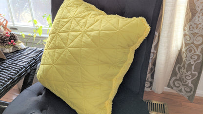 DaDa Bedding Hand-Made Tuscan Sun Yellow Sherpa Backside Quilted Throw Pillow - 18" x 18"-4