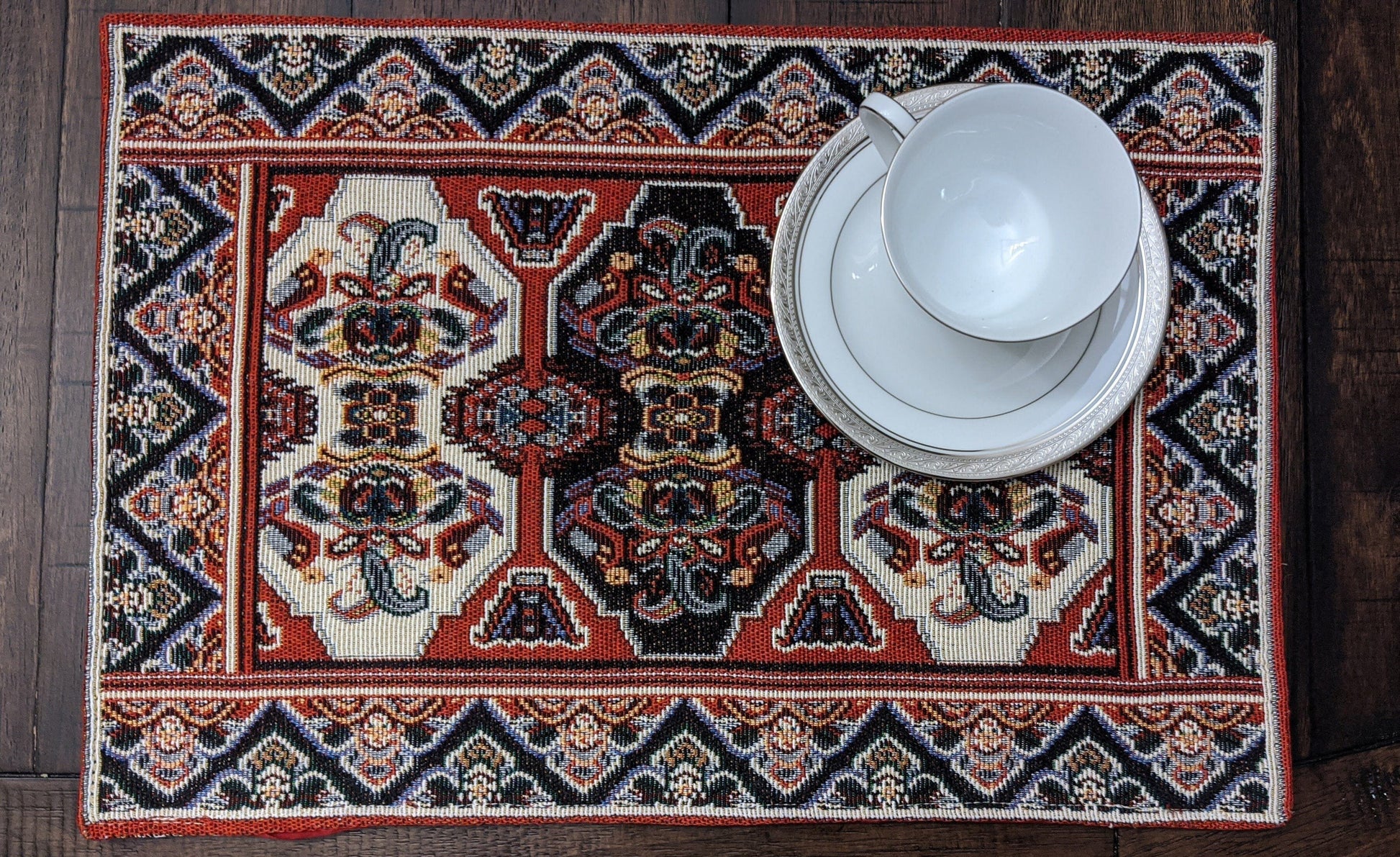 DaDalogy Set of 4-Pieces Majestic Kilim Red Persian Rug Woven Tapestry Placemats 13” x 19” (18195)-2