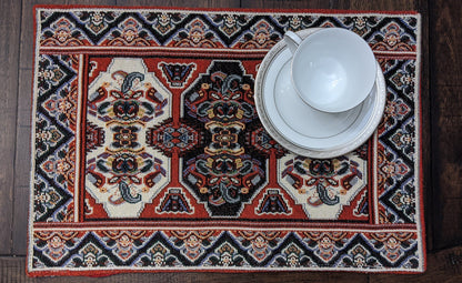 DaDalogy Set of 4-Pieces Majestic Kilim Red Persian Rug Woven Tapestry Placemats 13” x 19” (18195)-2