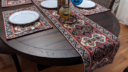 DaDalogy Elegant Majestic Kilim Red Persian Rug Ornate Floral Woven Tapestry Table Runner (18195)-4