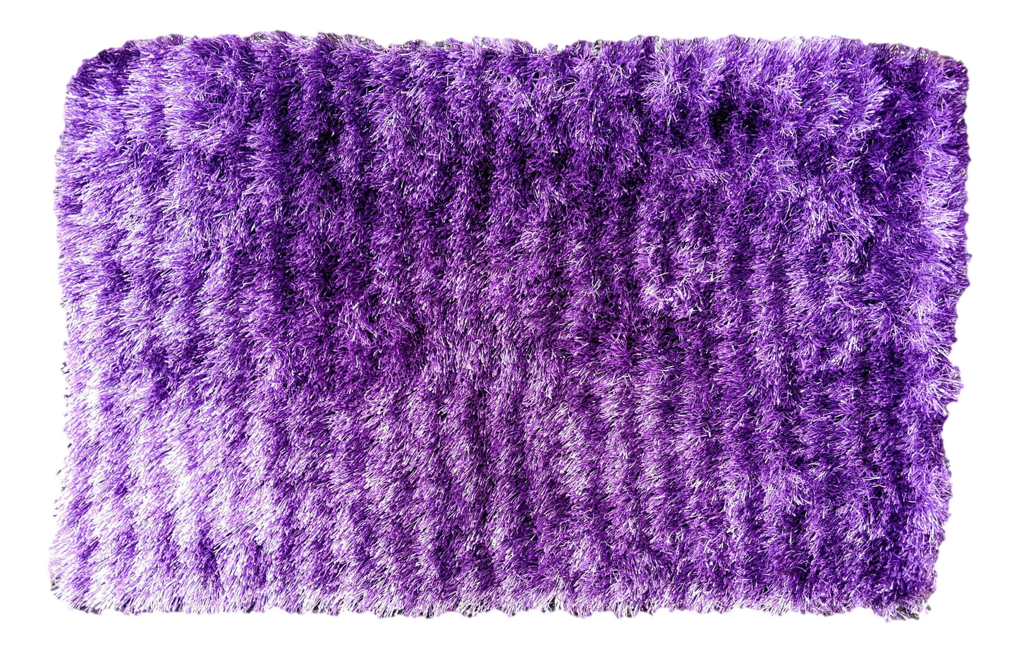 DaDa Bedding Shaggy Soft Door Mat Carpet Rug - 20" x 32" Striped Shiny Purple Lavender-0