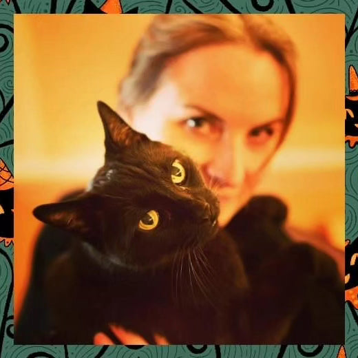 "Creeping Jack Vine" Black Vintage Cat Johanna Parker Exclusive - High-quality Handcrafted Vibrant Leggings-3