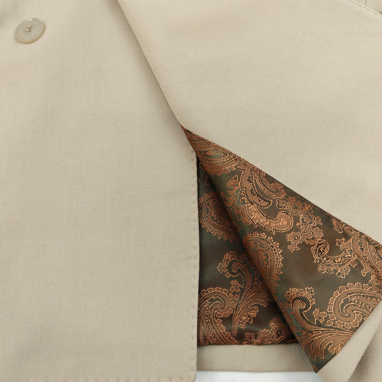 Beige Double-Breasted Slim Fit Suit-3