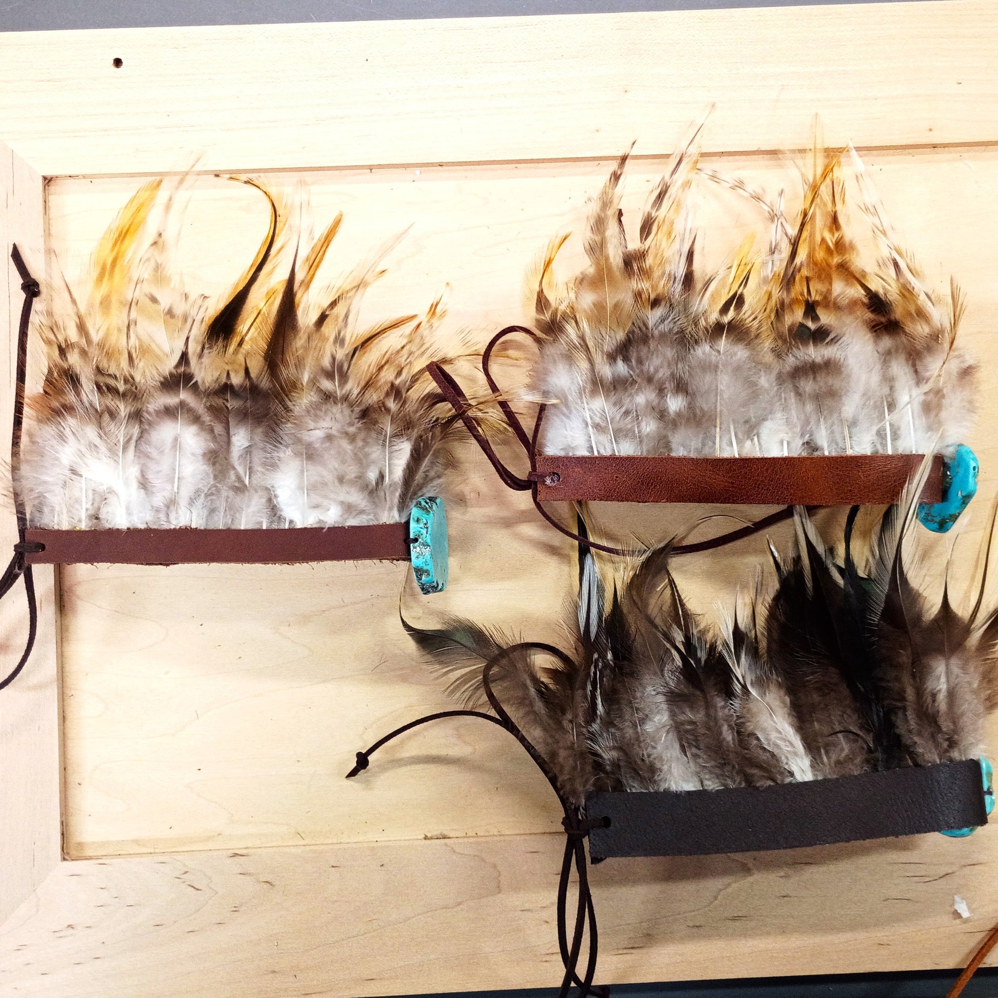 Boho Western Boot Wrap Cuff w/ Feathers & Turquoise 500f-1