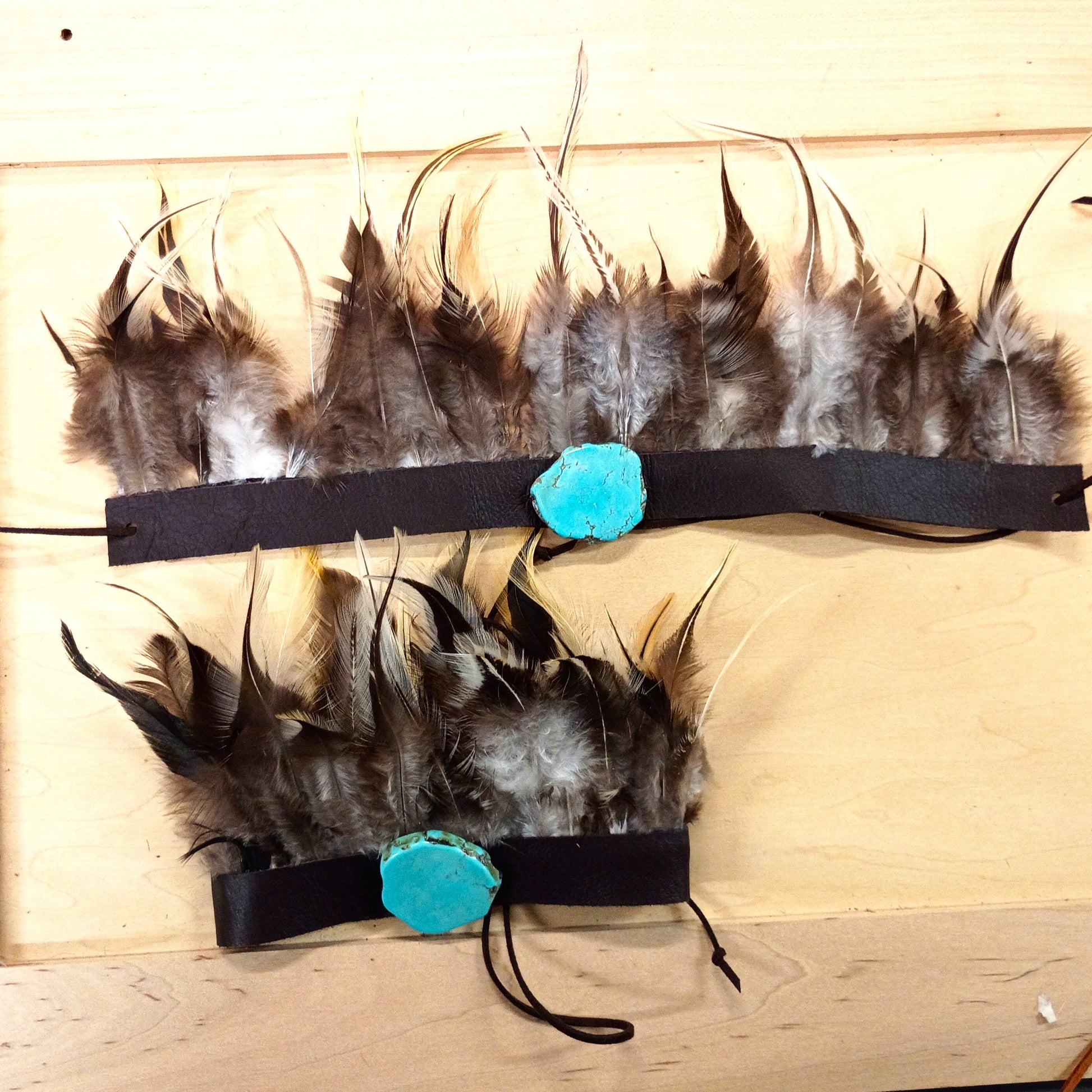 Boho Western Boot Wrap Cuff w/ Feathers & Turquoise 500f-3