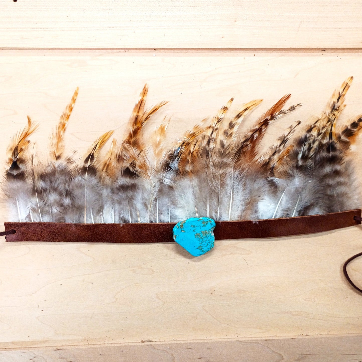 Boho Western Boot Wrap Cuff w/ Feathers & Turquoise 500f-5
