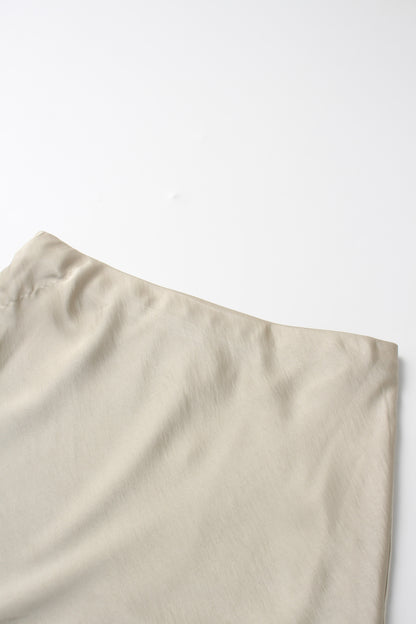 Faux Satin A-Line Skirt-Celery Green-4