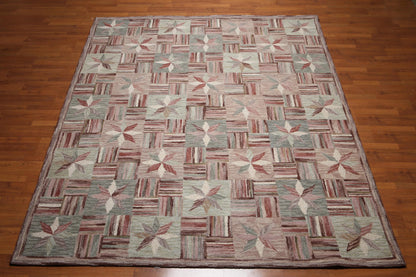 8'x10' Beige, Rust, Gray, Rose, Multi Color Hand Tufted Oriental Wool Rug-2