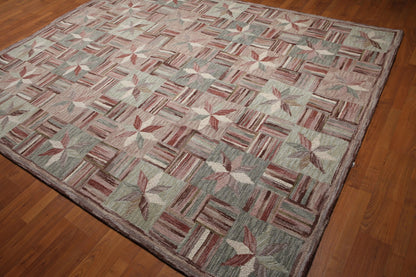 8'x10' Beige, Rust, Gray, Rose, Multi Color Hand Tufted Oriental Wool Rug-3