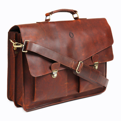 Handmade Brown Leather Messenger Bag - Bryan-2