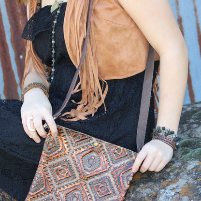 Dark Brown Vintage Laced Cuff-X Pattern 011e-2