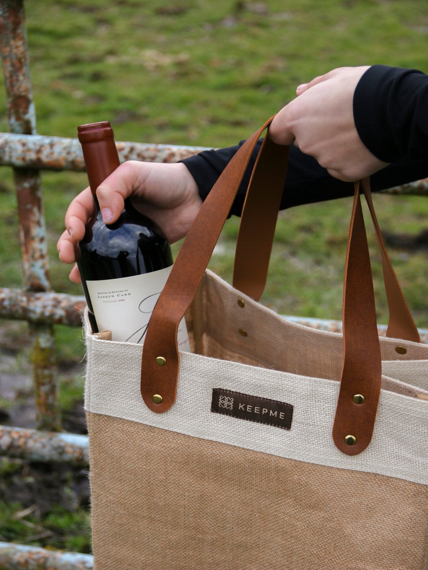 Jute 2-in-1 Convertible Beverage Tote-1