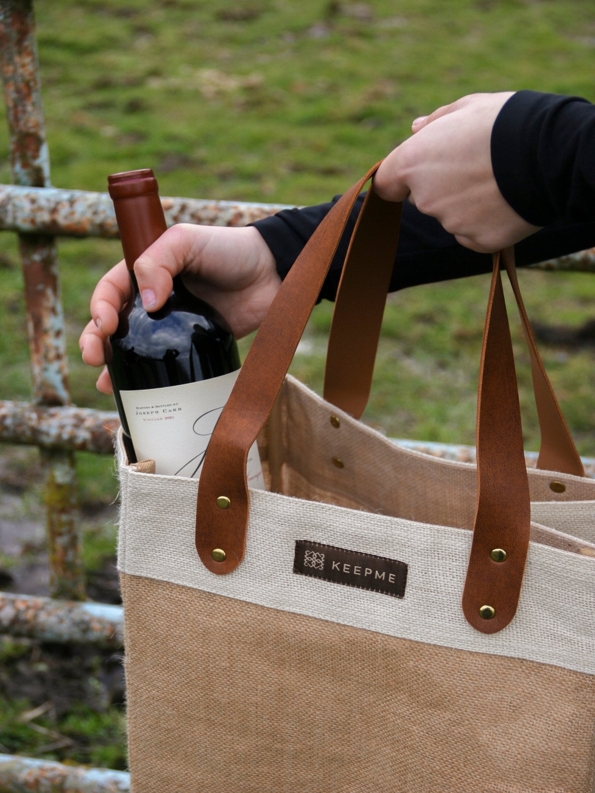 Jute 2-in-1 Convertible Beverage Tote-1