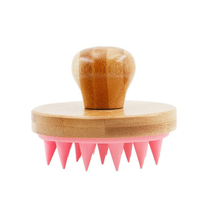 Bamboo Shampoo Brush & Scalp Massager with Silicone Bristles-1