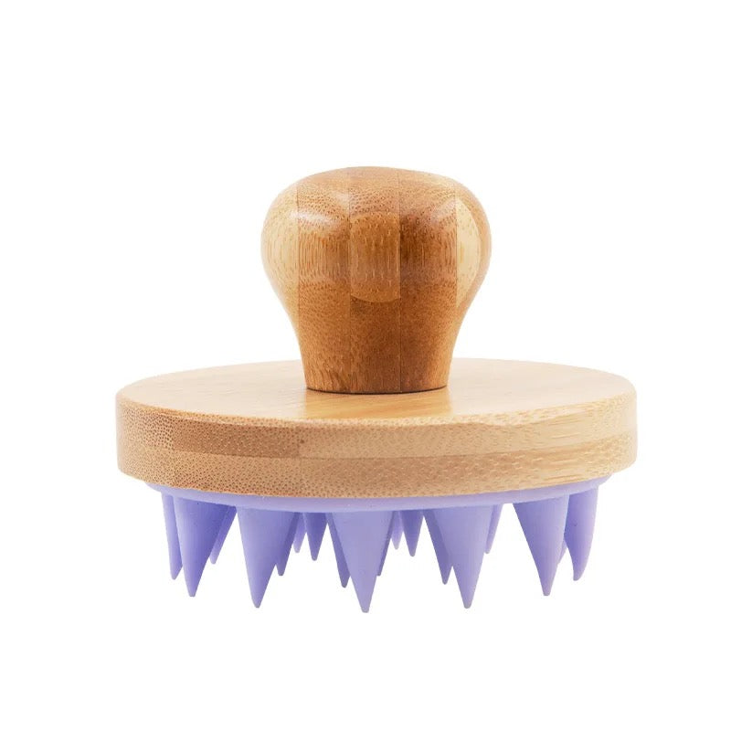 Bamboo Shampoo Brush & Scalp Massager with Silicone Bristles-3