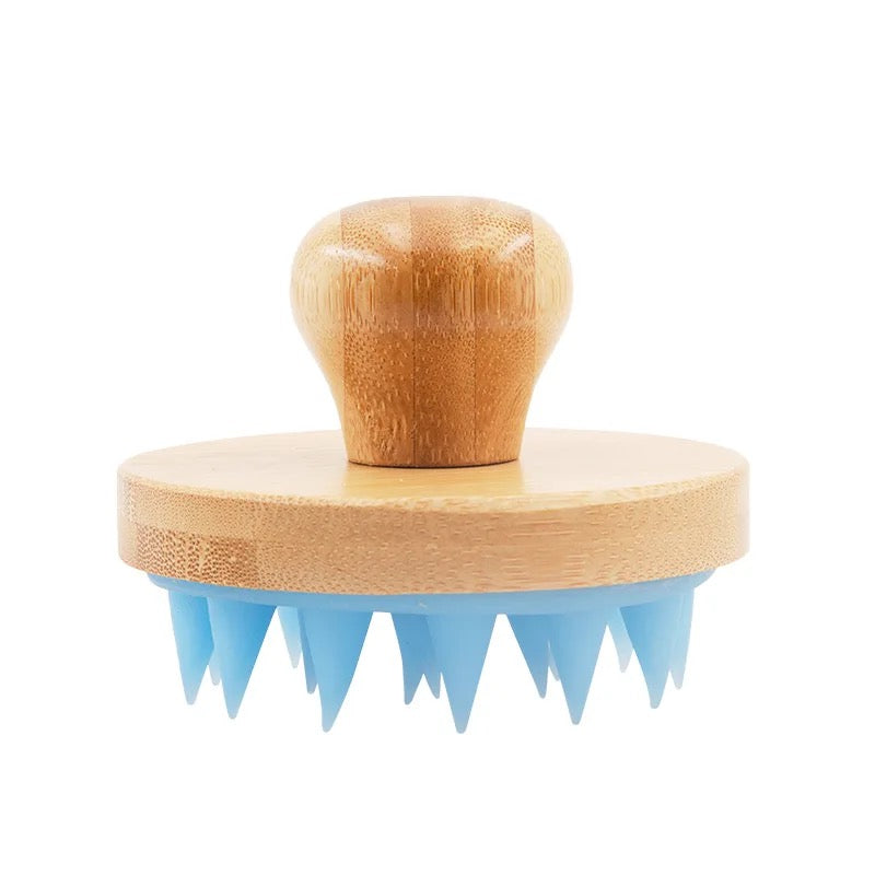 Bamboo Shampoo Brush & Scalp Massager with Silicone Bristles-4