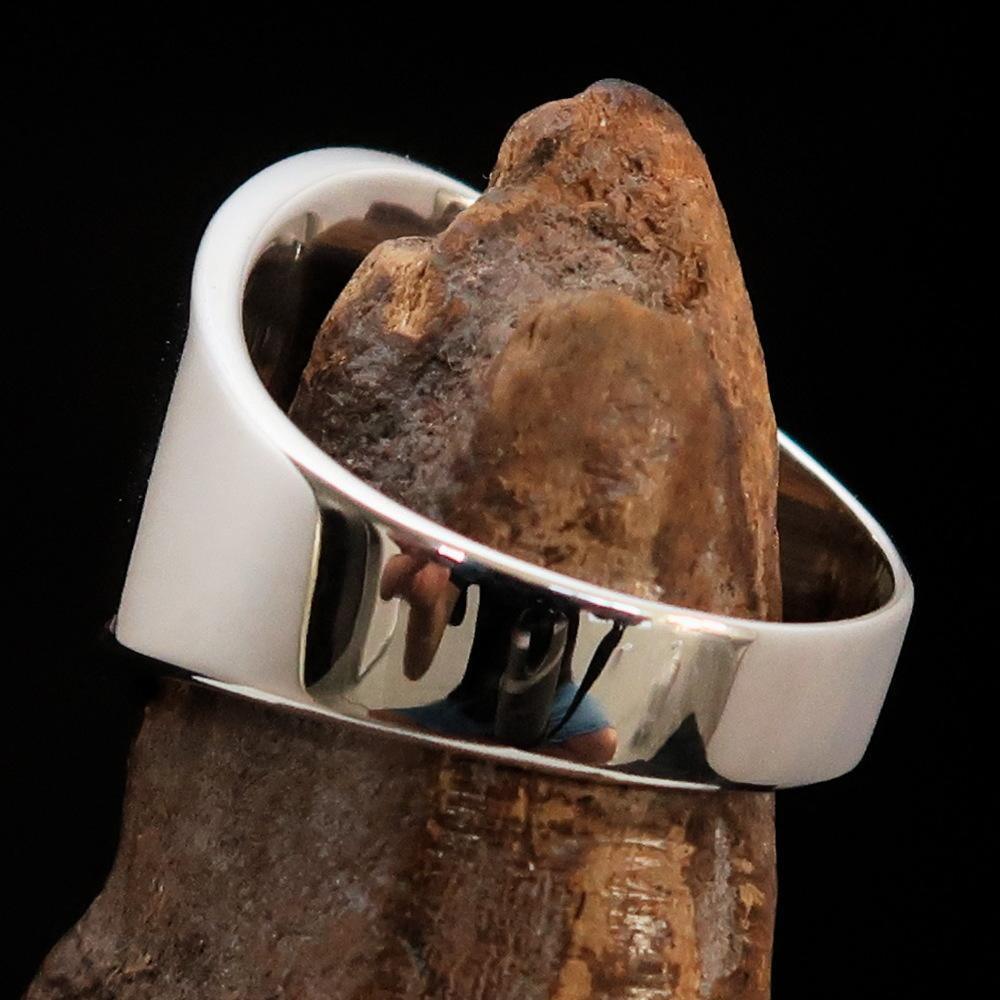 Excellent crafted Men's big red Egyptian Ankh Cross Ring - Sterling Silver-4