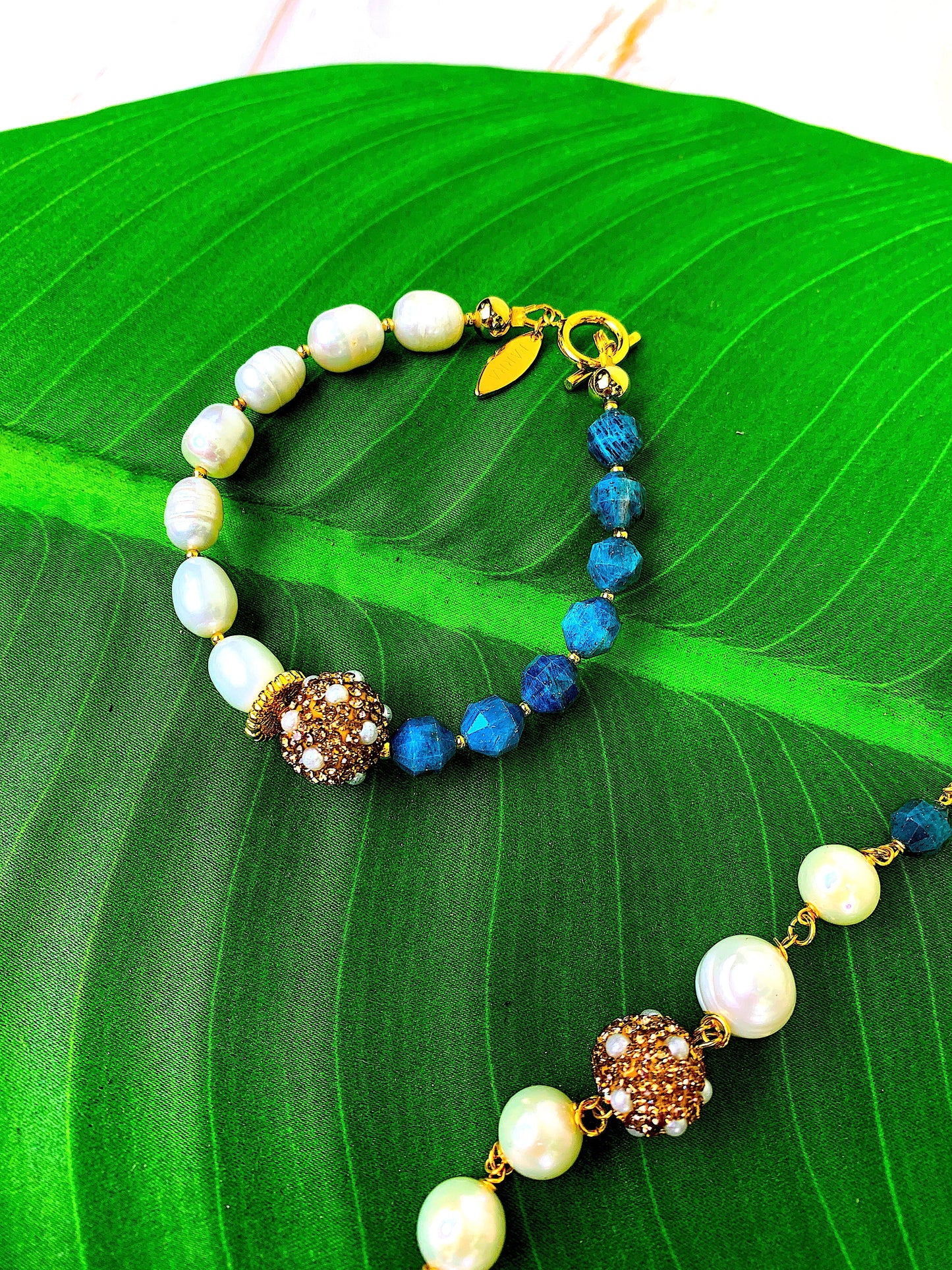 Apatite With Freshwater Pearls Bracelet GB002-1