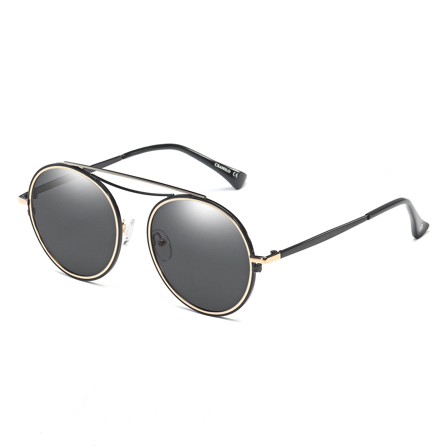 FAIRFAX | Polarized Circle Round Brow-Bar Fashion Sunglasses-5