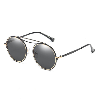 FAIRFAX | Polarized Circle Round Brow-Bar Fashion Sunglasses-5